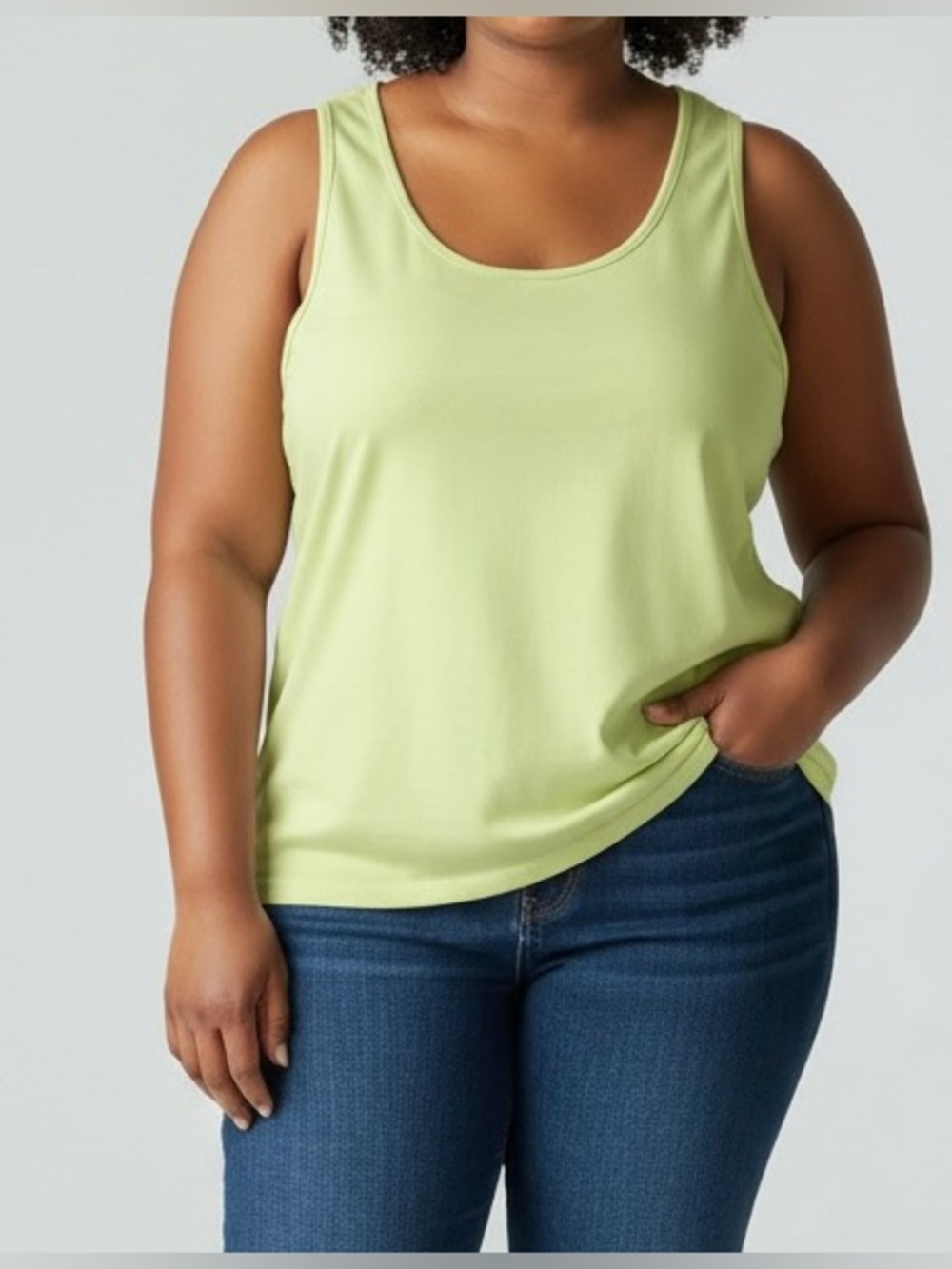Liz Claiborne Elisabeth Lime Green Tank Top Plus Size 3 Cotton Sleeveless